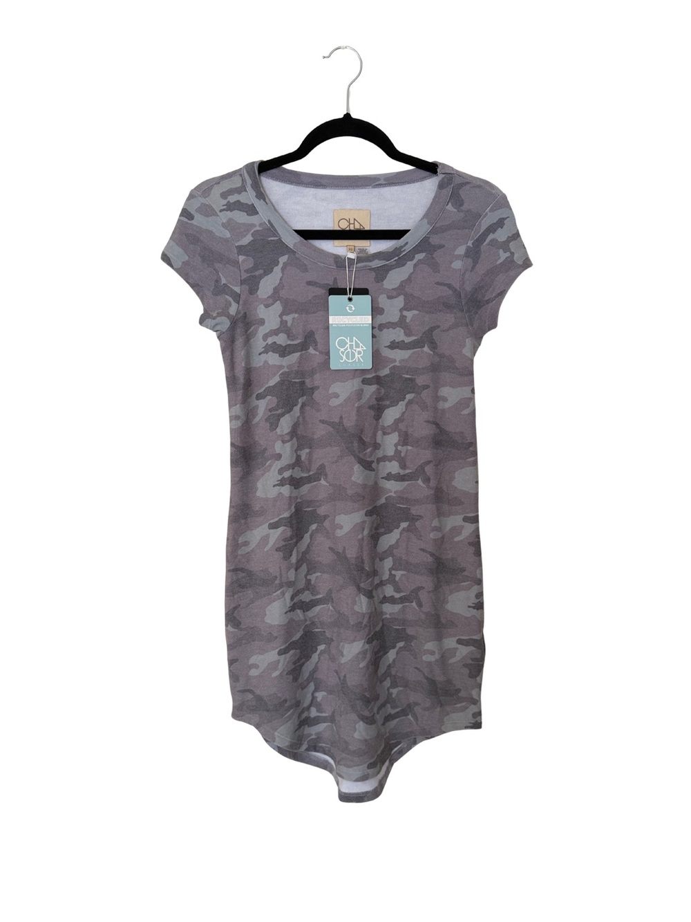 Chaser XS Gray Camo T-Shirt Dress